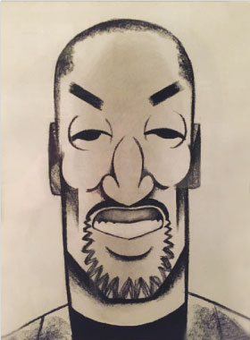 caricature drawing of Dennis Rodman